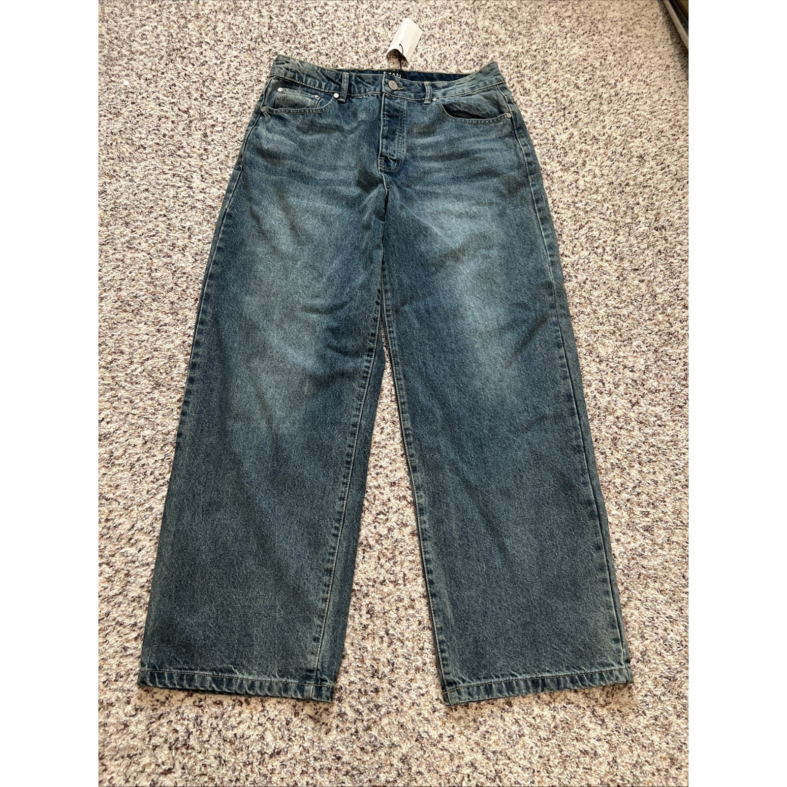 Mng Mango New Wide Leg High Waist Jeans Womens Sz 34 R Full Length %100 Cotton